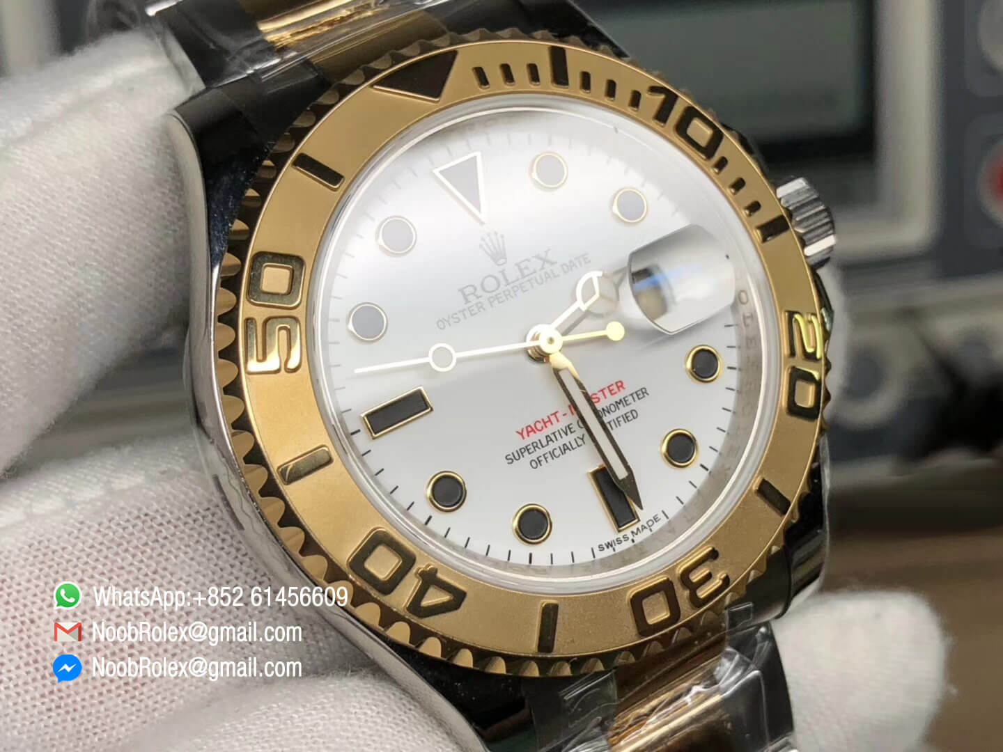 Yacht Master 16623 White Dial 3D Yellow Gold Bezel Steel Yellow Gold Bracelet A2836 JF Noob Watch Review The Best Swiss Replica Watches