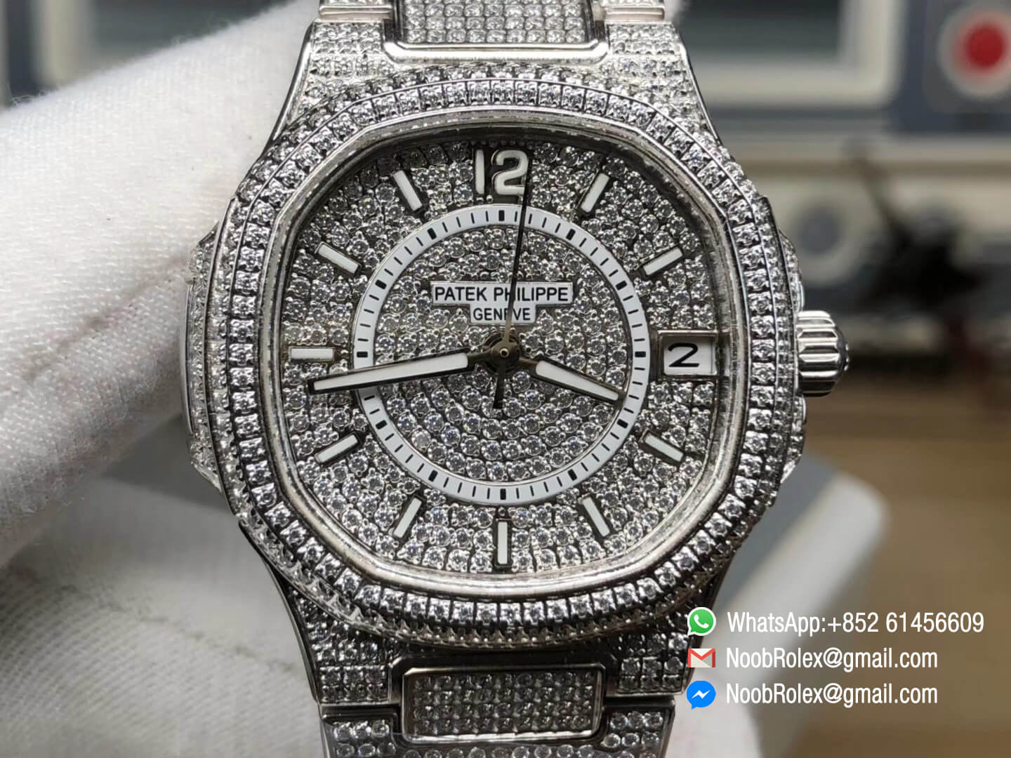 Nautilus Jumbo | Ladies Watch | 5711/7021 | Full Paved Diamonds Plated ...