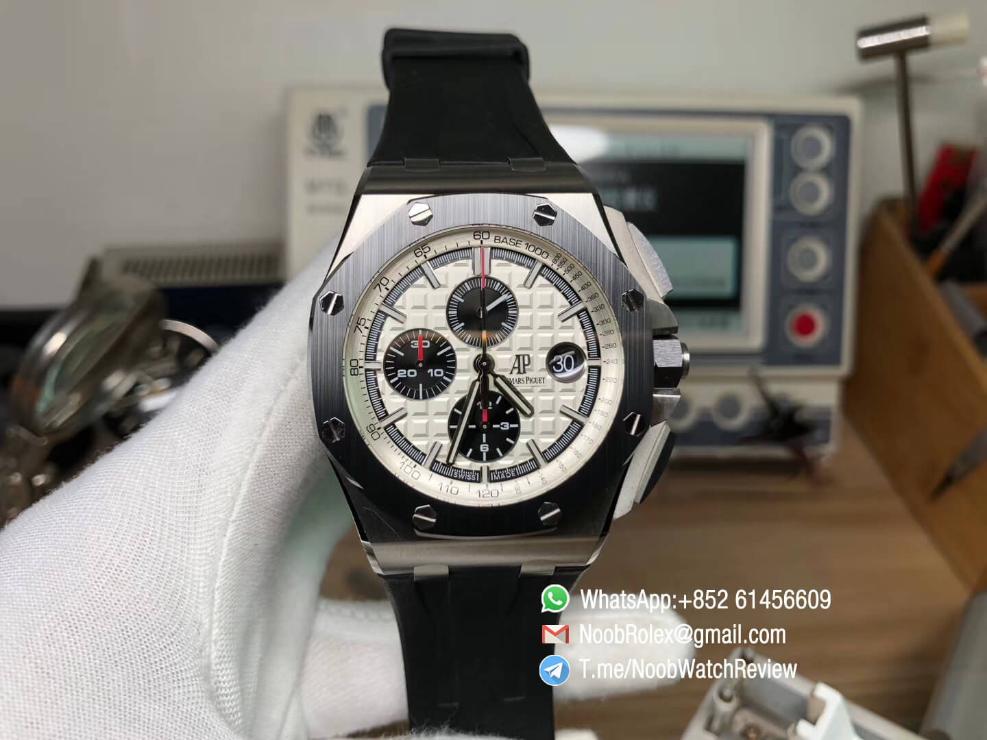 Royal Oak Offshore 26400SO 44mm Ceramic Bezel Steel Case White Dial Panda Rubber Strap A3126 JF V2 Noob Watch Review The Best Swiss Replica Watches