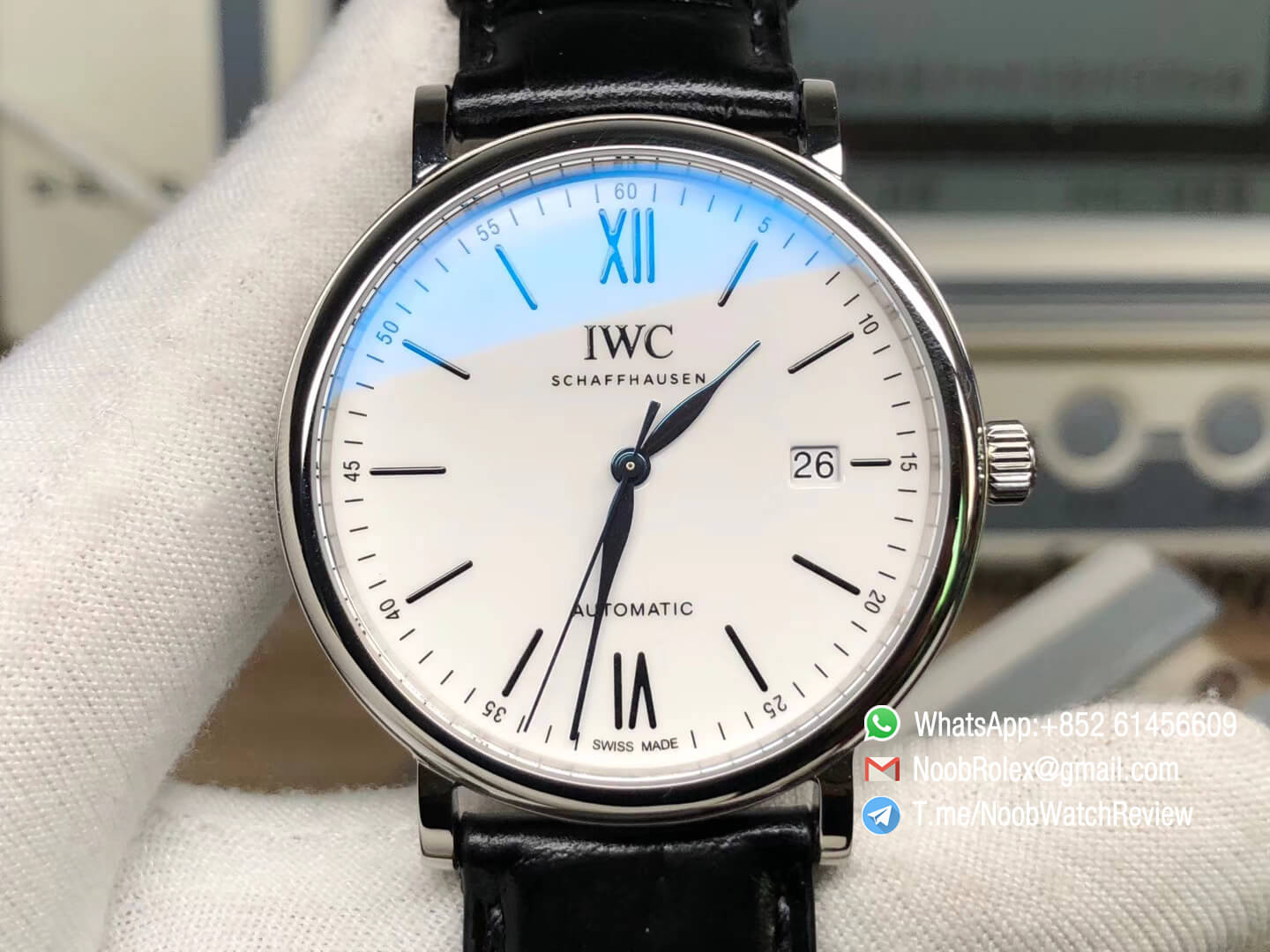 Portofino Edition 150 Years IW356519 White Dial Steel Case Black Croco Strap Swiss ETA2892 V7F Noob Watch Review The Best Swiss Replica Watches